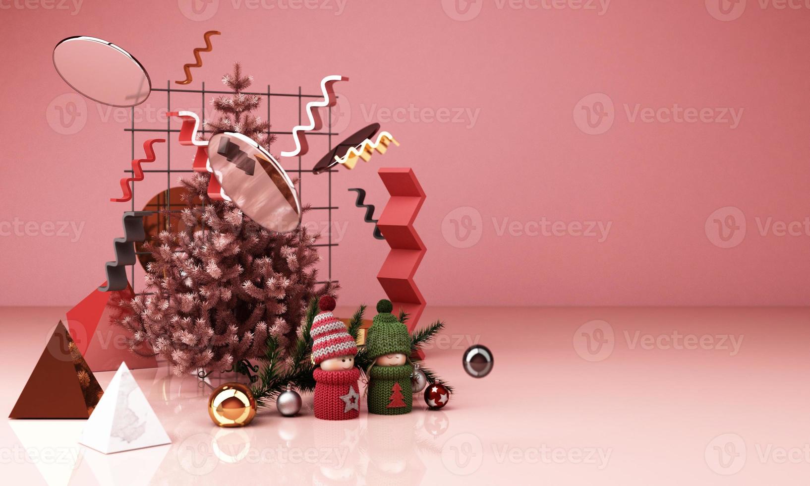 modelo de cartão de natal com árvore de natal e caixa de presente de doces  ao redor por forma geométrica ouro e textura preta renderização em 3d  10784132 Foto de stock no