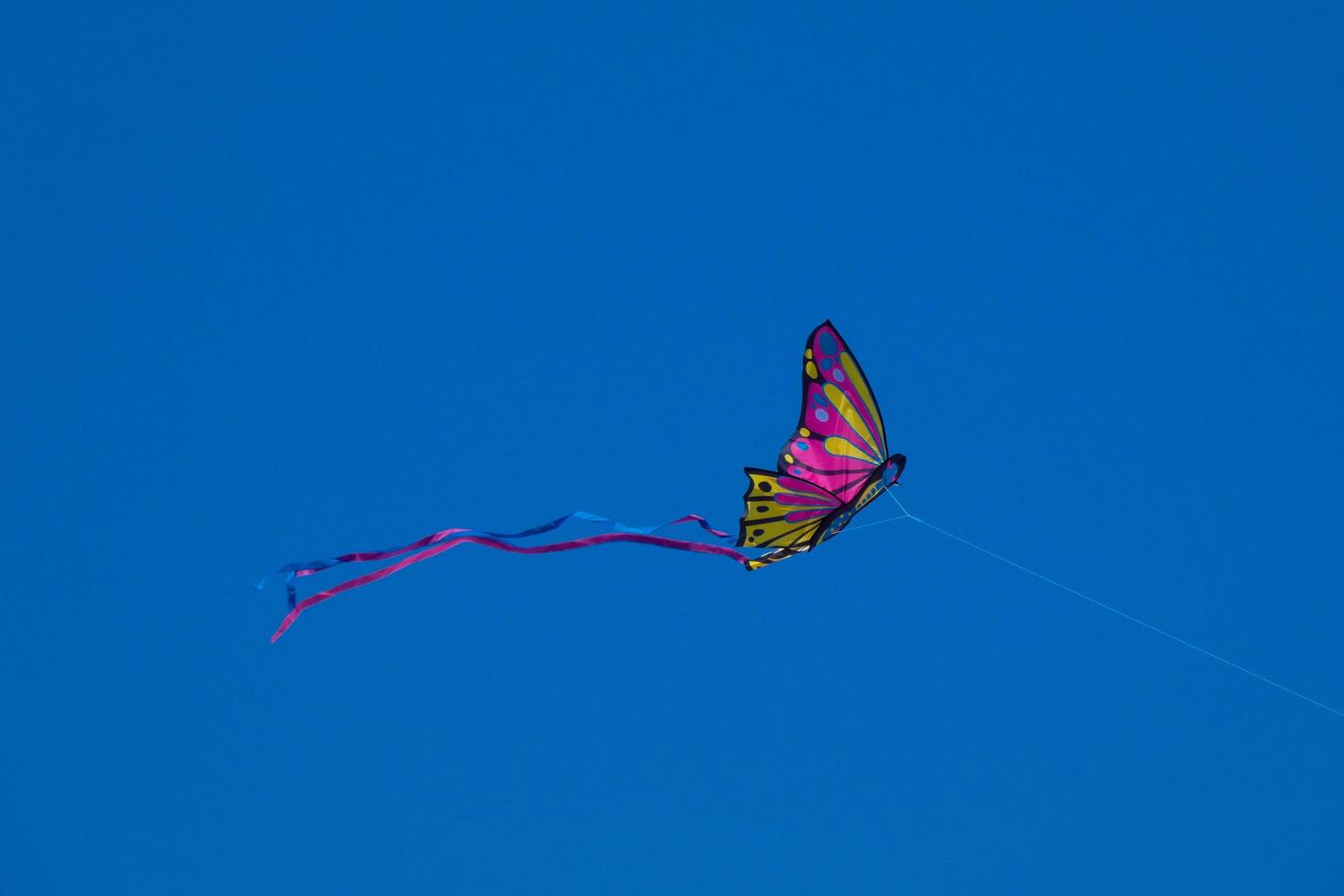 pipa colorida voando sob o céu azul foto