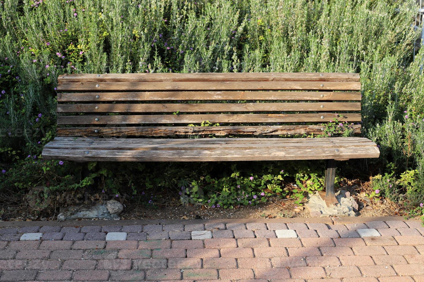 banco para descanso no parque da cidade. foto