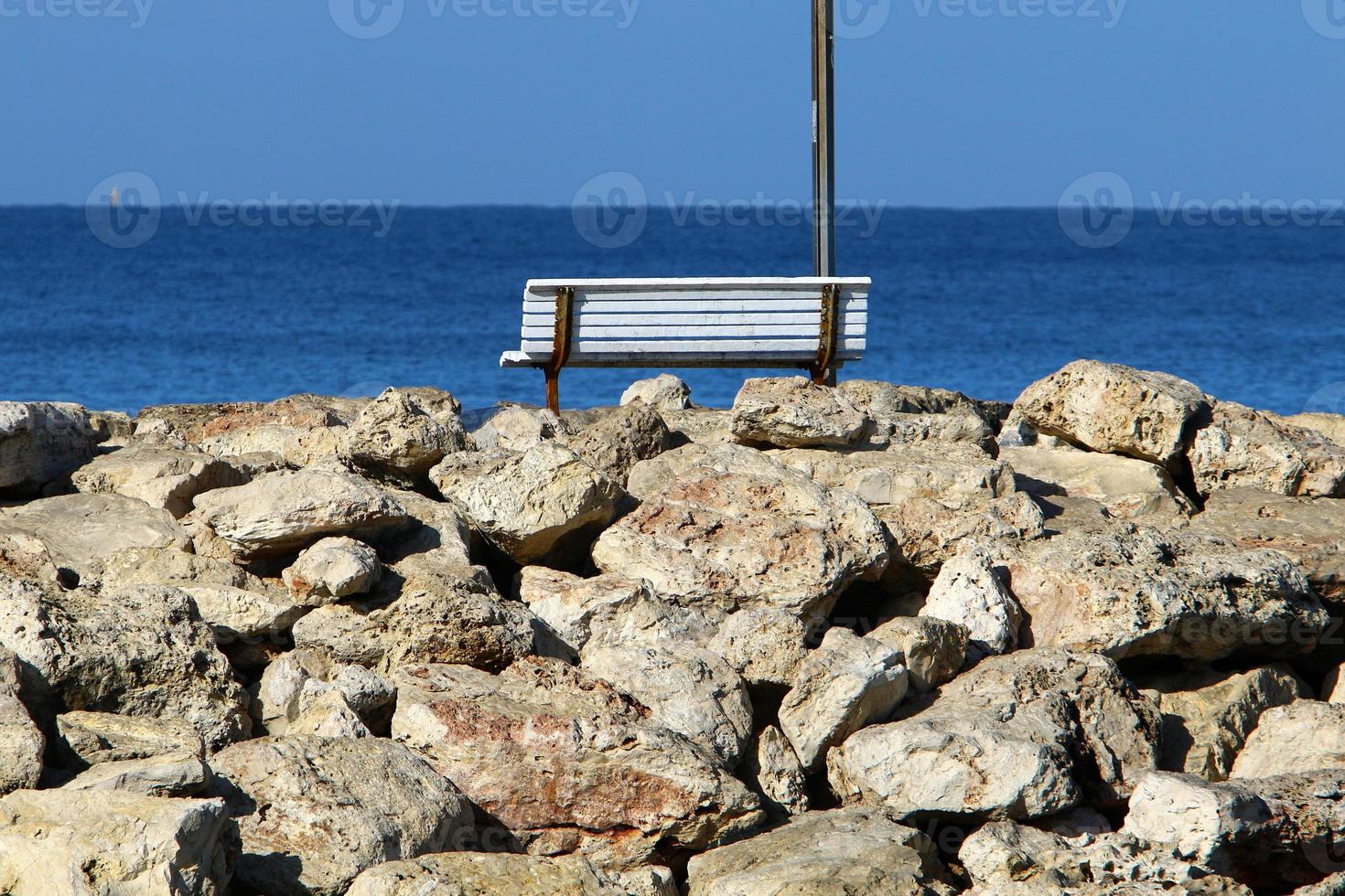 banco para descanso no parque da cidade. foto