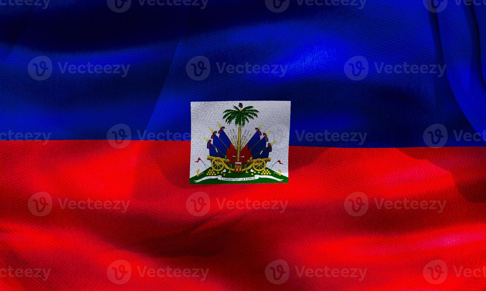 ilustração 3D de uma bandeira do haiti - bandeira de tecido acenando realista foto