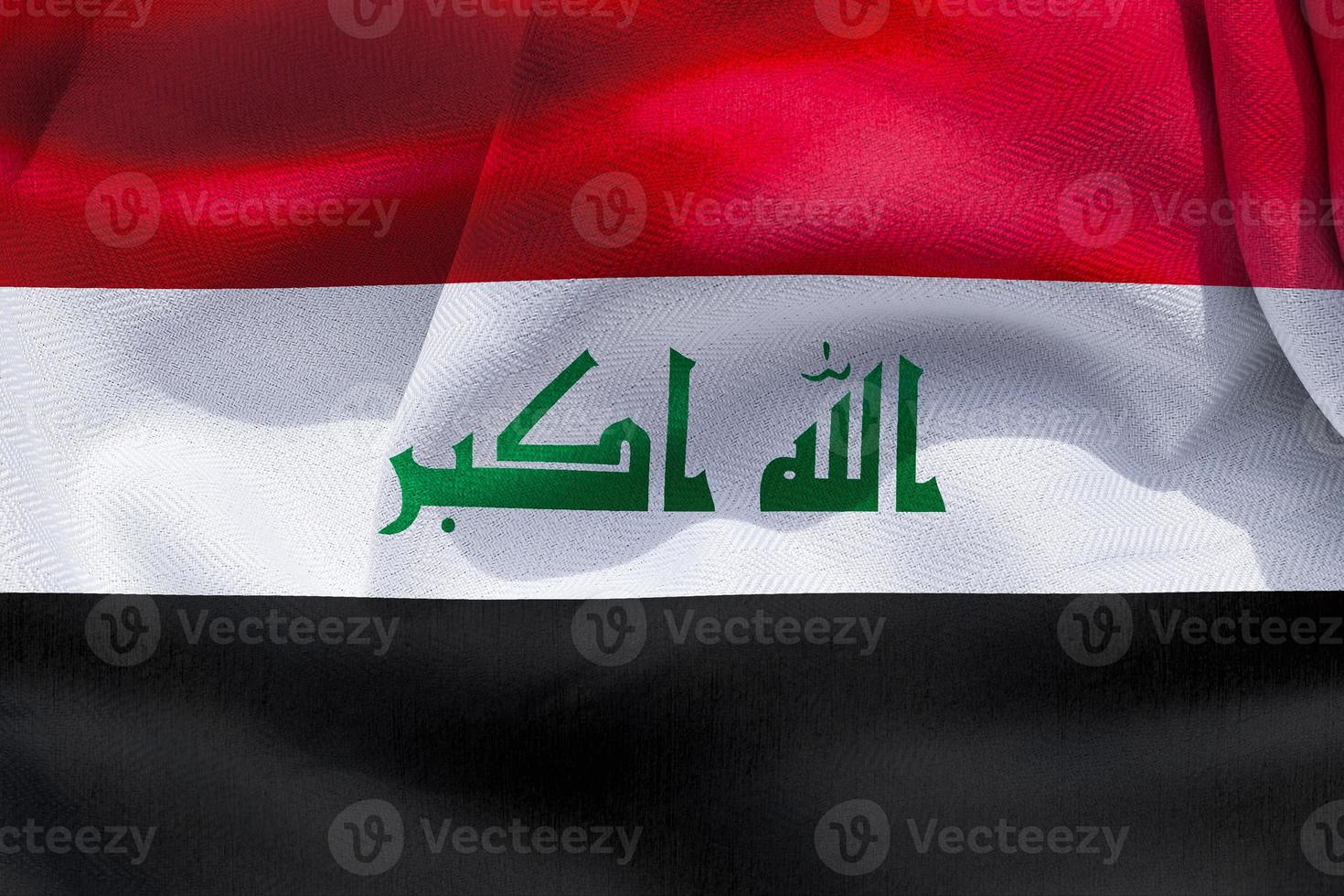 ilustração 3D de uma bandeira do iraque - bandeira de tecido acenando realista foto