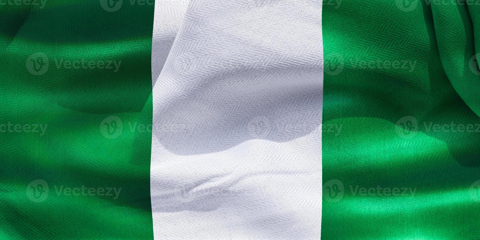 ilustração 3D de uma bandeira da Nigéria - bandeira de tecido acenando realista foto