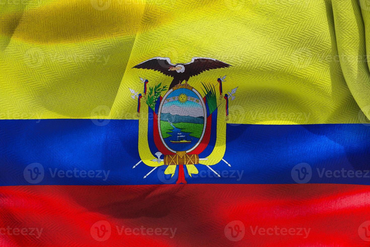 bandeira do equador - bandeira de tecido acenando realista foto