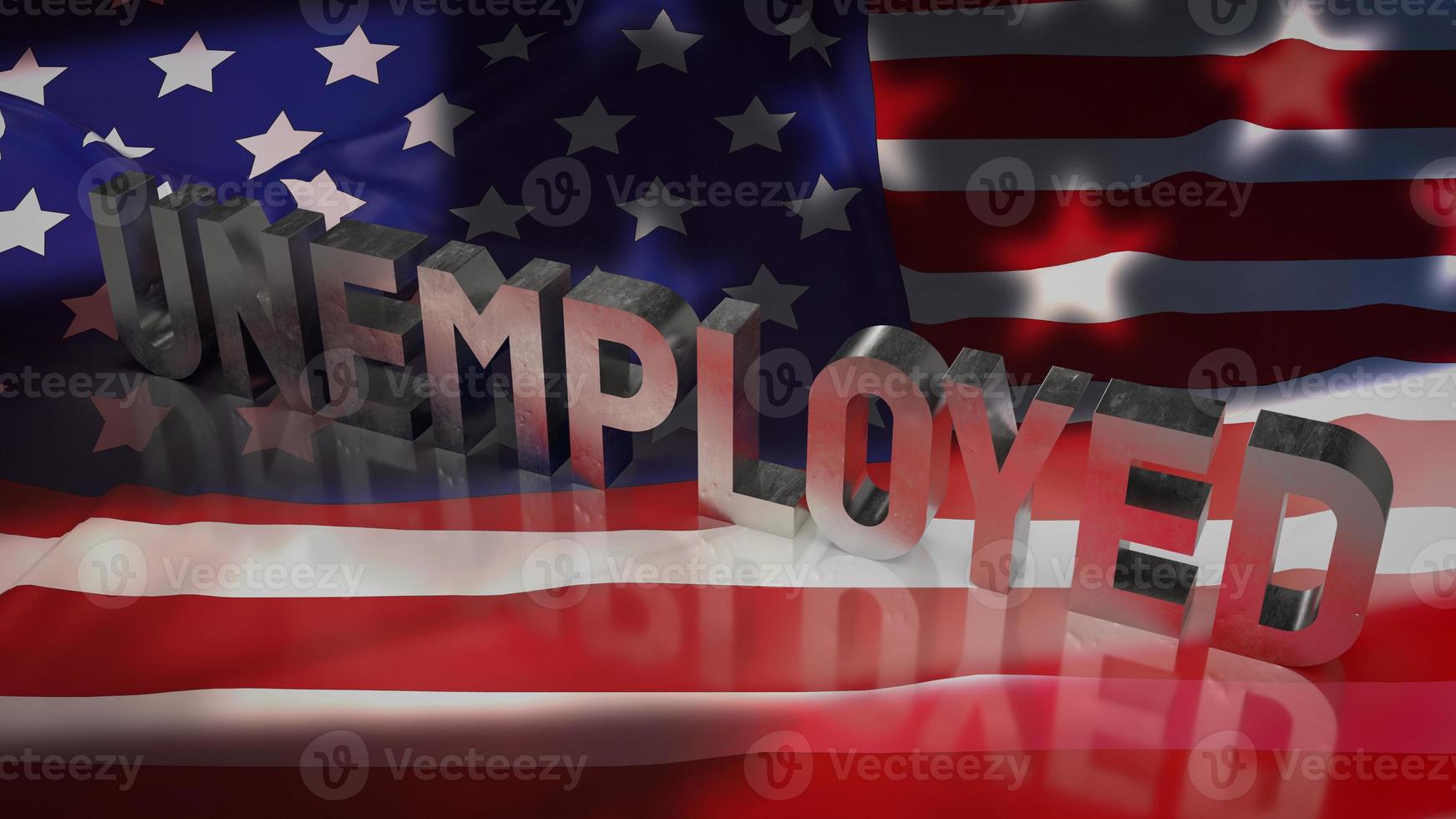 os desempregados na bandeira da américa para renderização em 3d de conceito de negócio foto
