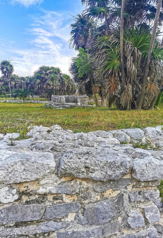 antigo tulum ruínas local maia templo pirâmides artefatos marinha méxico. foto