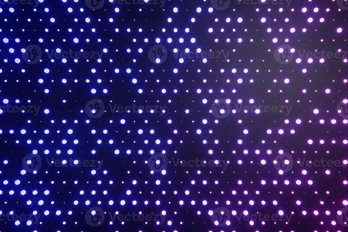 fundo digital de big data de tecnologia abstrata. 3d ilustração neon gradiente luz azul e conexão de rede ponto roxo foto