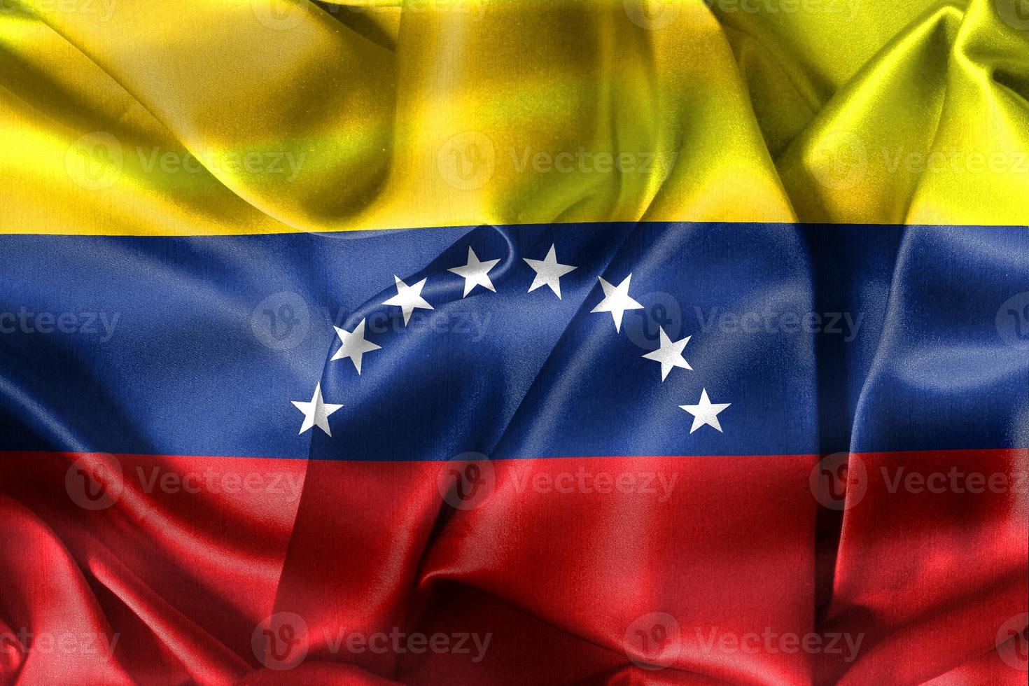 ilustração 3D de uma bandeira da venezuela - bandeira de tecido acenando realista foto