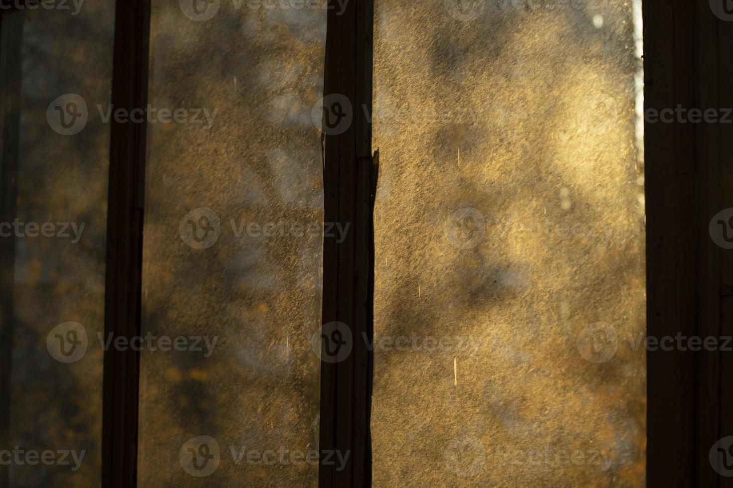 janelas sujas. vidro coberto com pólen. foto