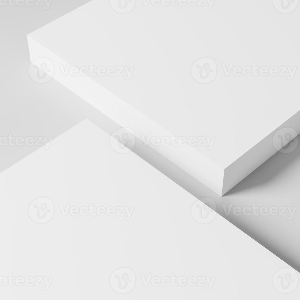 suporte de fundo de produto branco ou pedestal de pódio em exibição de publicidade com cenários em branco. renderização 3D. foto