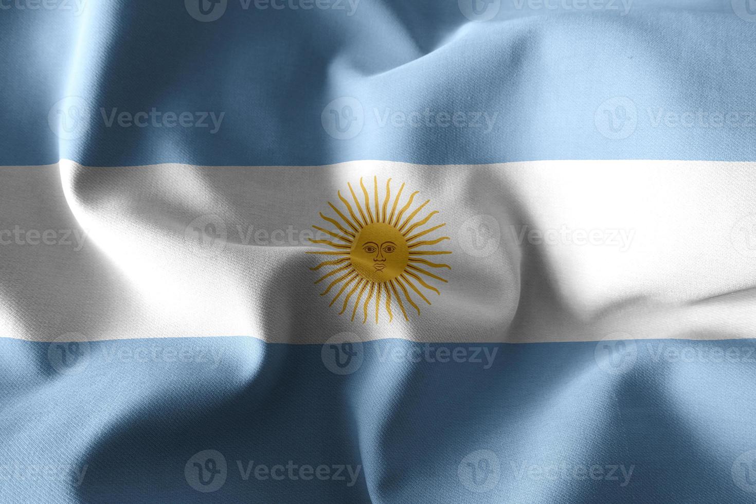 3d realista bandeira de seda acenando da argentina foto