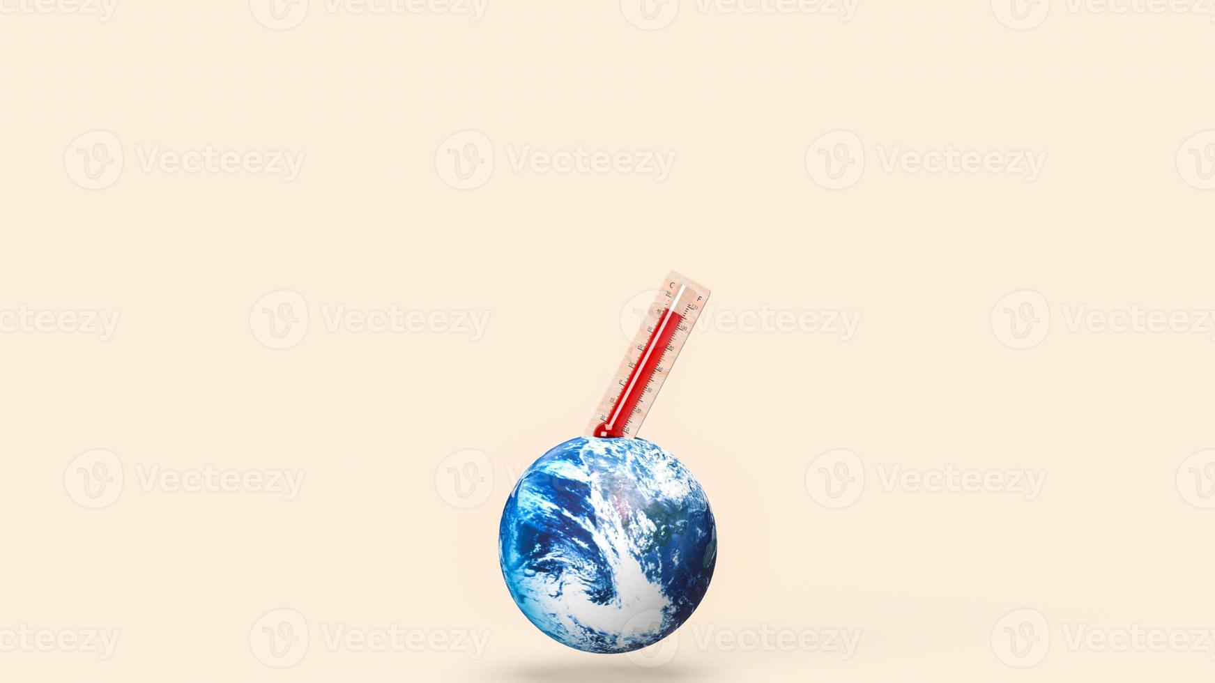 o termômetro e a terra para o conceito de eco ou mudança climática 3d rendering foto