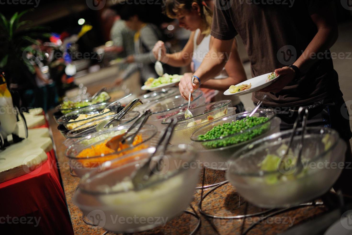 vista de comida de buffet foto