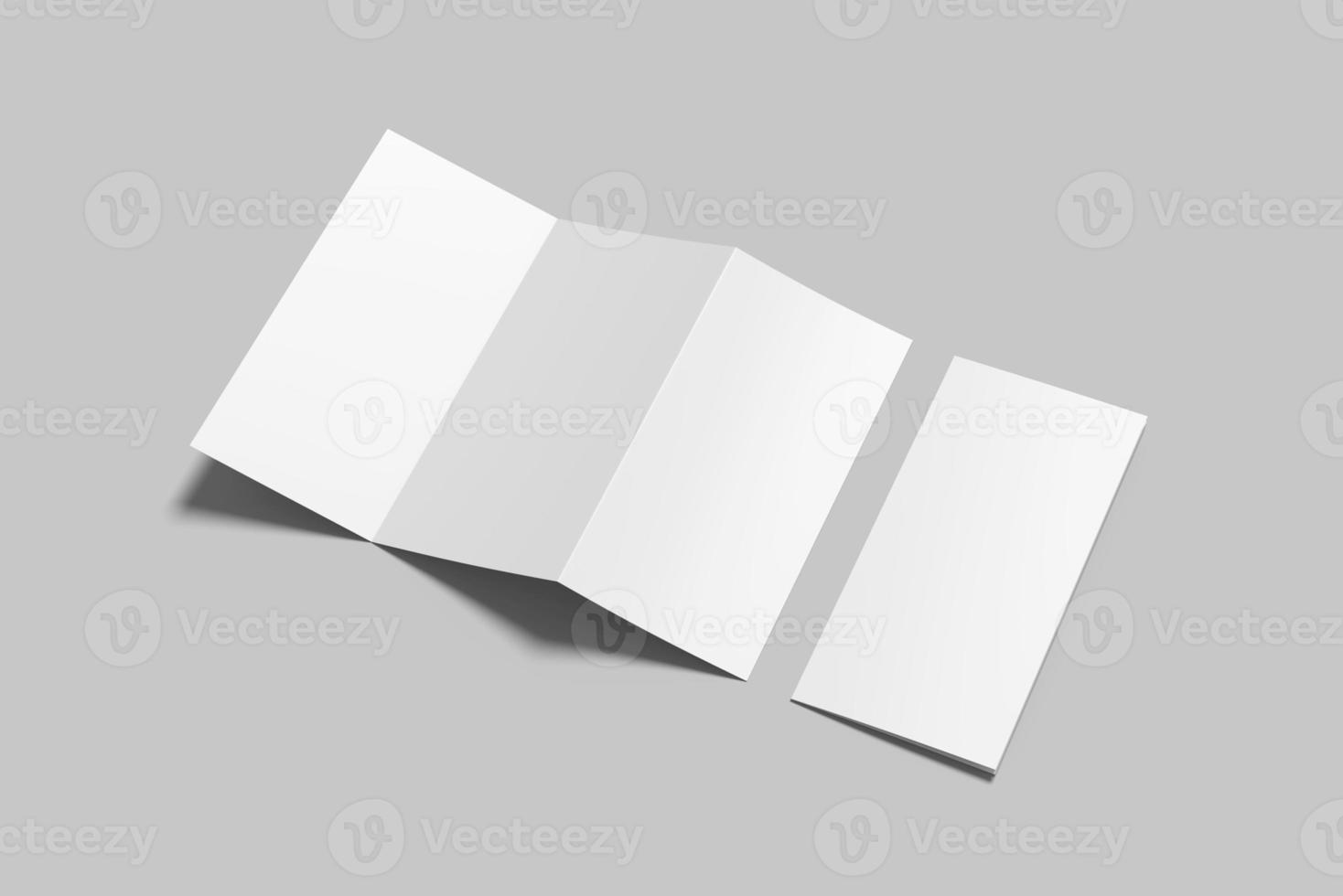 maquete de folheto com três dobras em branco foto