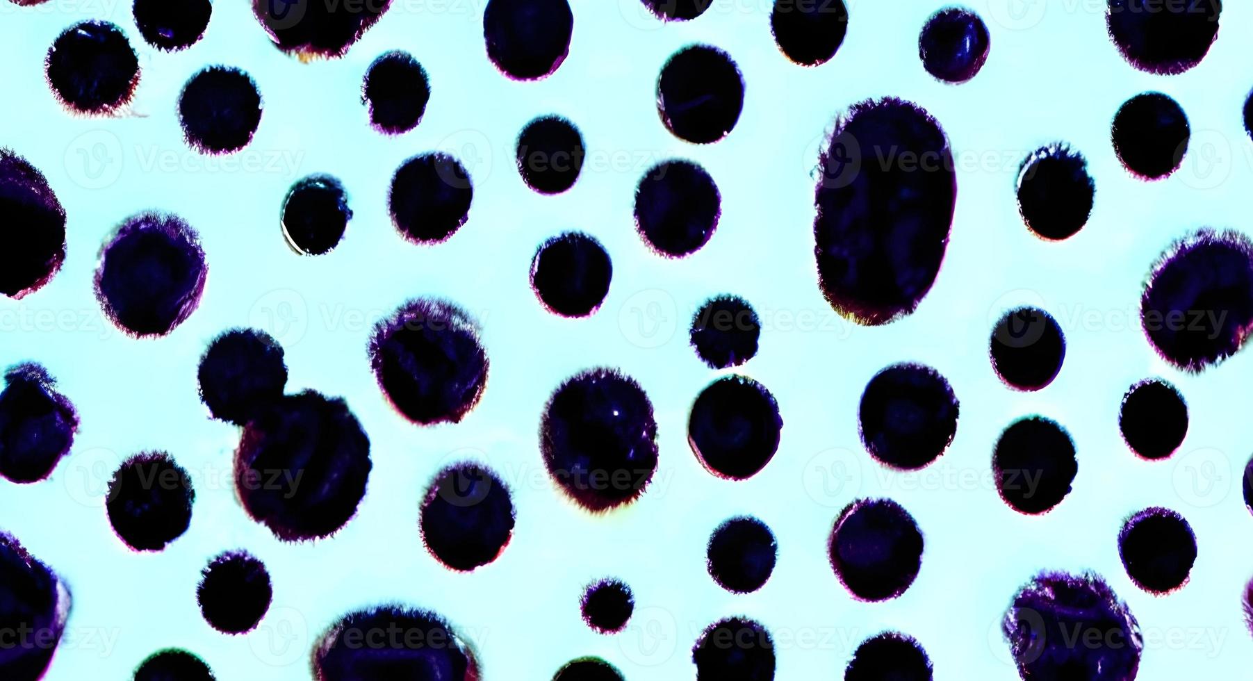 vírus microscópicos realistas de várias formas na ilustração de padrão sem costura de fundo azul desfocado foto