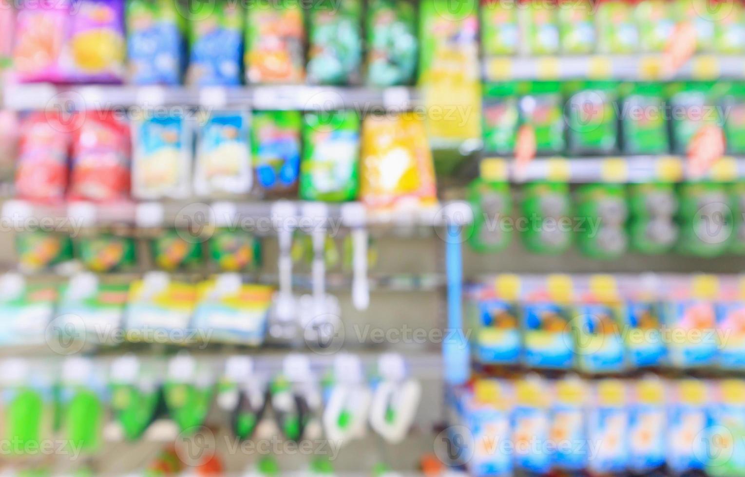 Resumo borrão supermercado loja de desconto produto prateleiras interior fundo desfocado foto