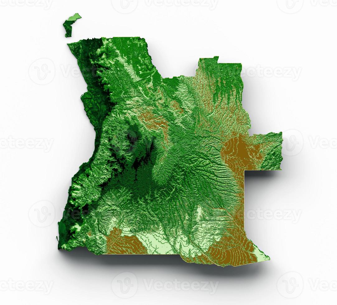 angola mapa topográfico 3d mapa realista cor ilustração 3d foto