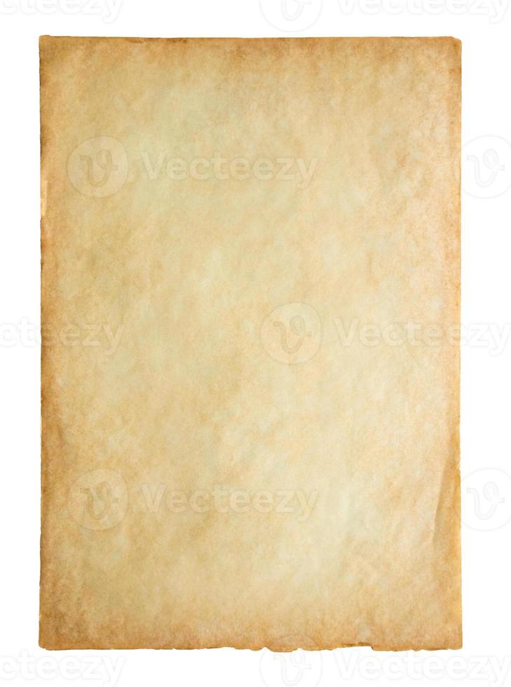 textura de folha de papel vintage velha isolada no fundo branco foto