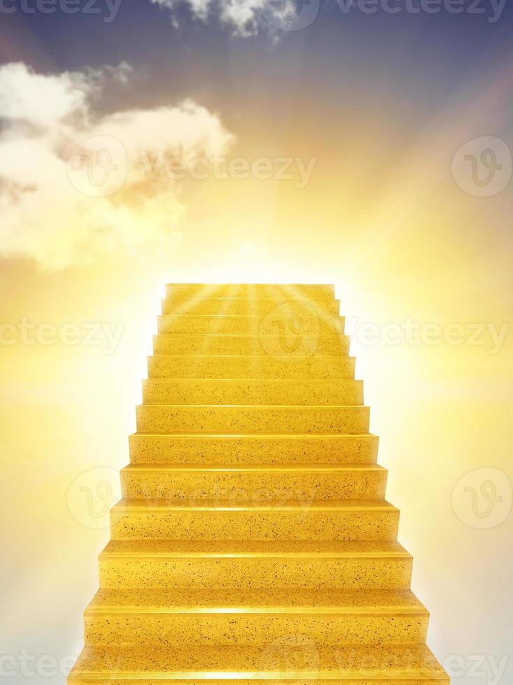 escadas de concreto que conduzem à luz. conceito de esperança e futuro brilhante foto