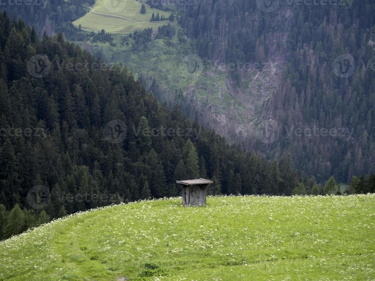 panorama de dolomitas em dia nublado foto