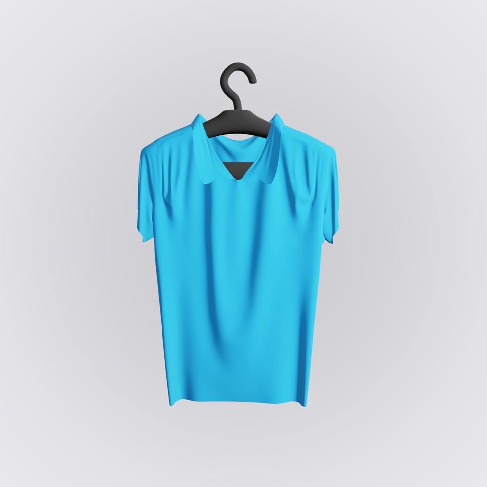 fundo branco de isolamento de t-shirt azul. cabide de camisa foto