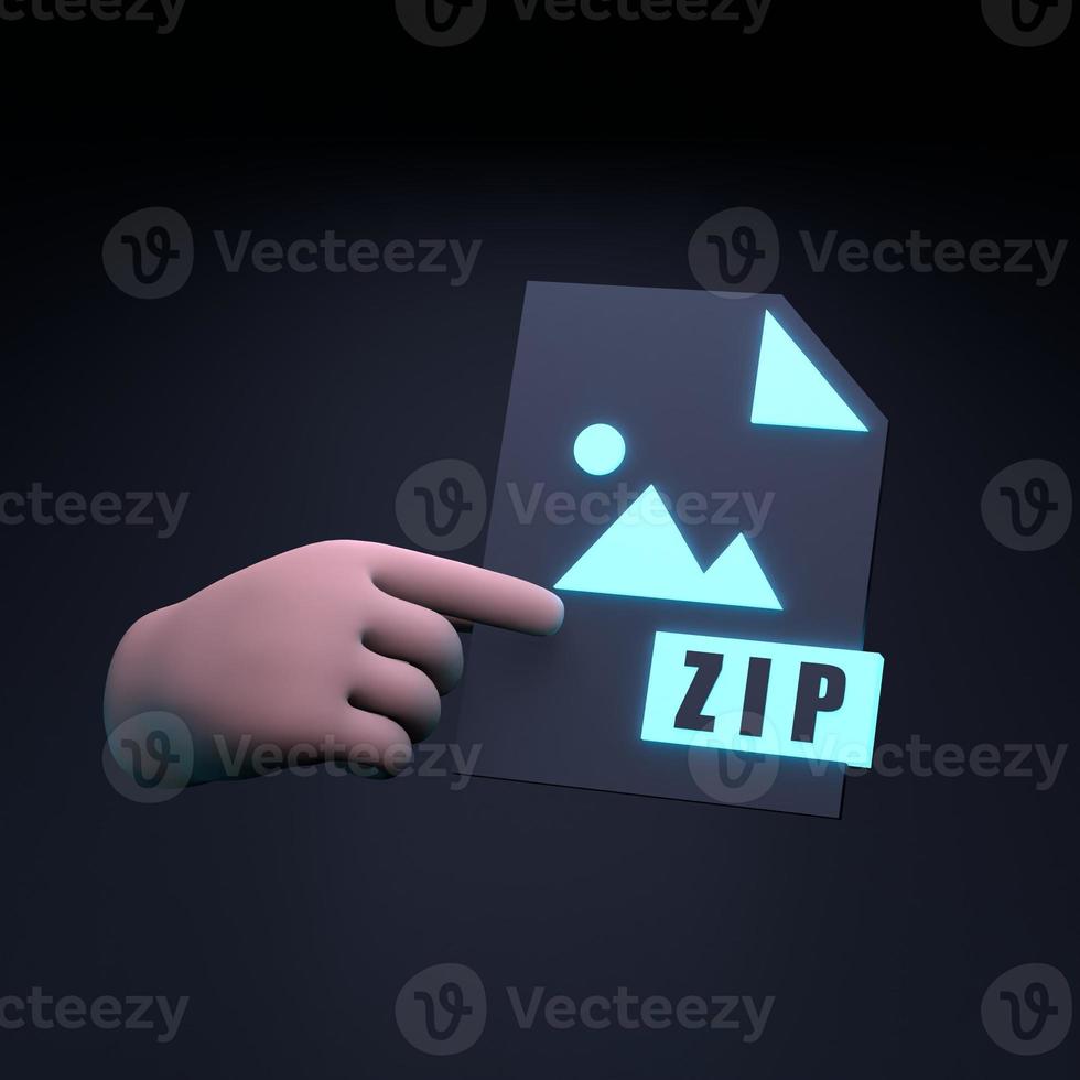 ícone de arquivo zip. ilustração de renderização 3D. foto