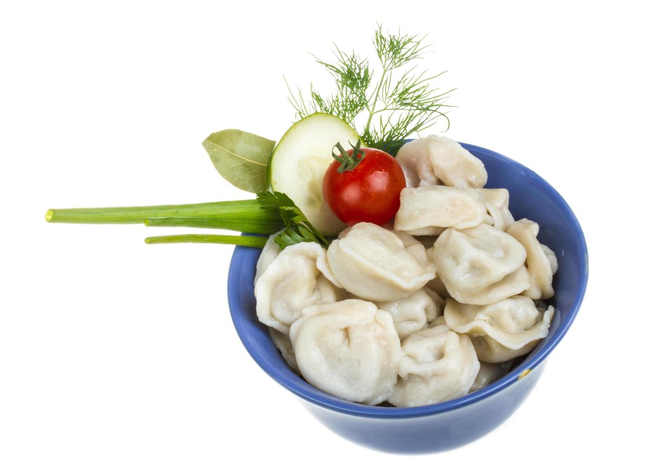 tigela com prato tradicional russo - pelmeni foto