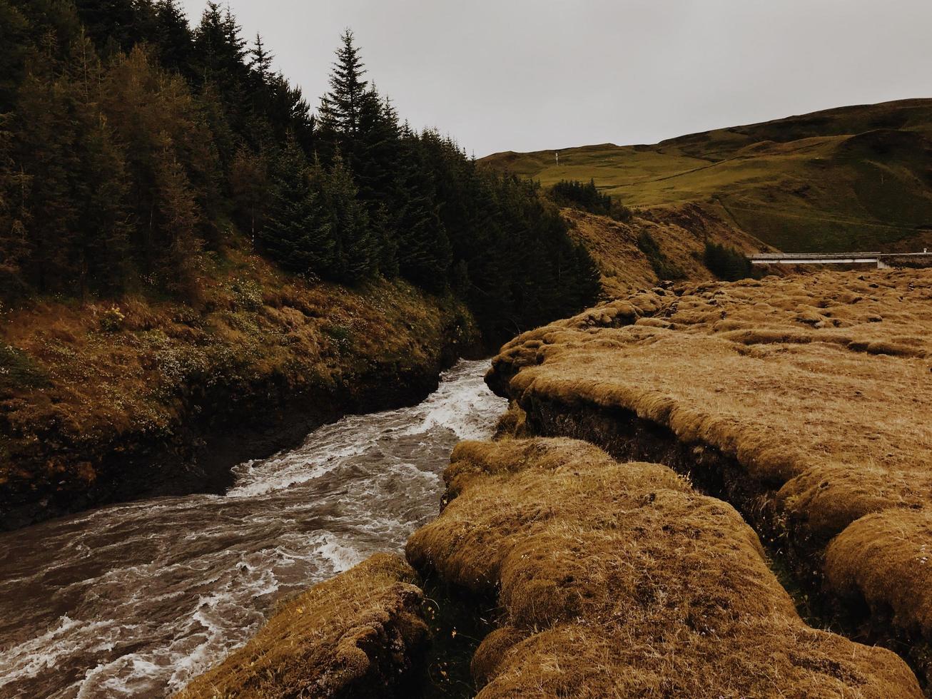 fluxo de água entre rochas foto