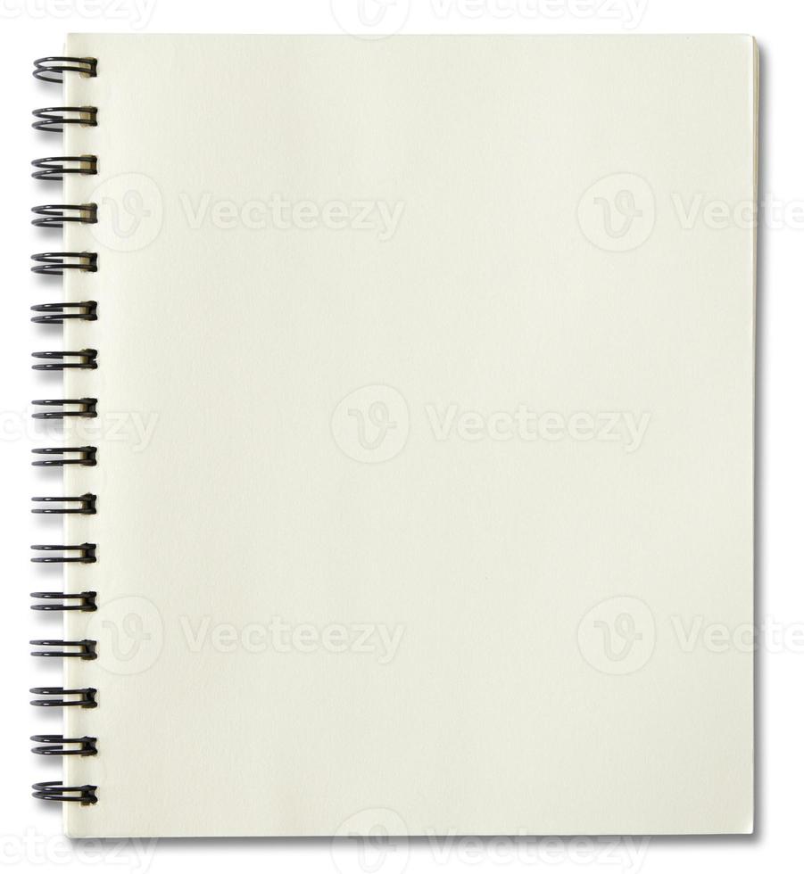 caderno espiral em branco, isolado no fundo branco foto