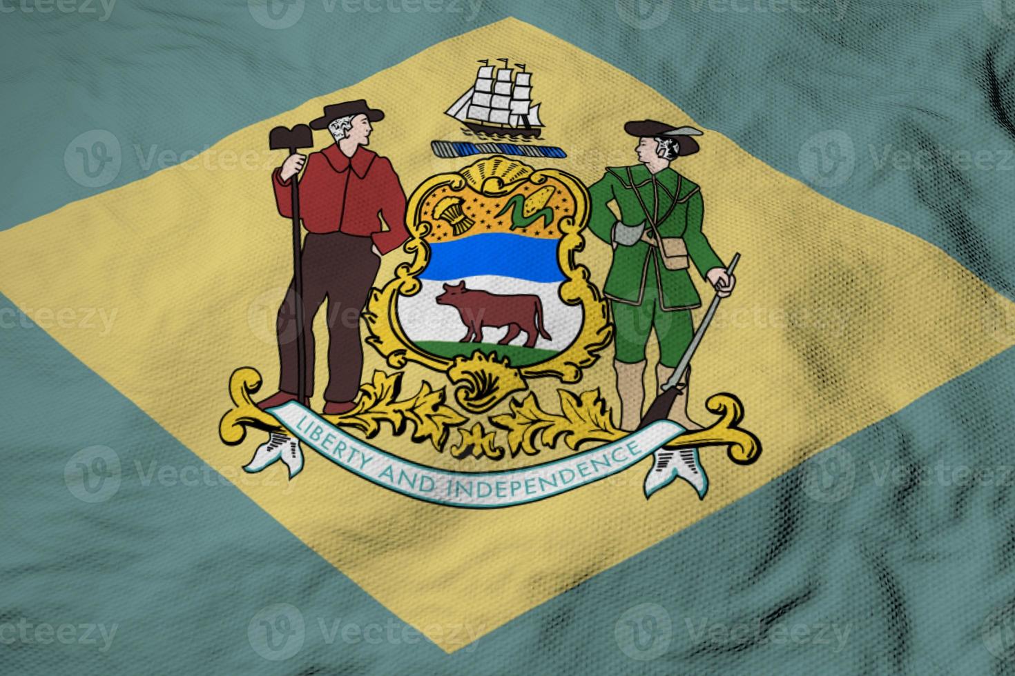 acenando a bandeira de delaware em renderização em 3d foto