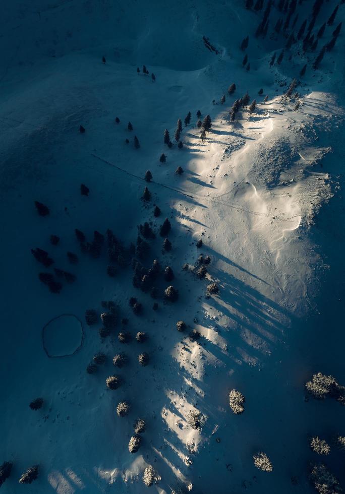 foto aérea de campo nevado