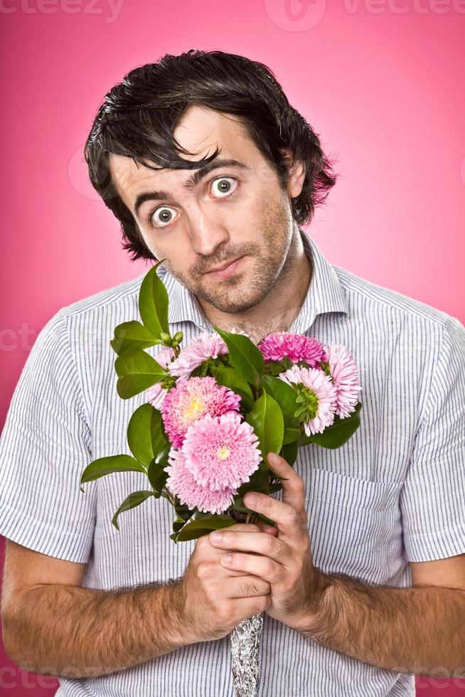 amo o pretendente nerd com paródia de flores rosa foto