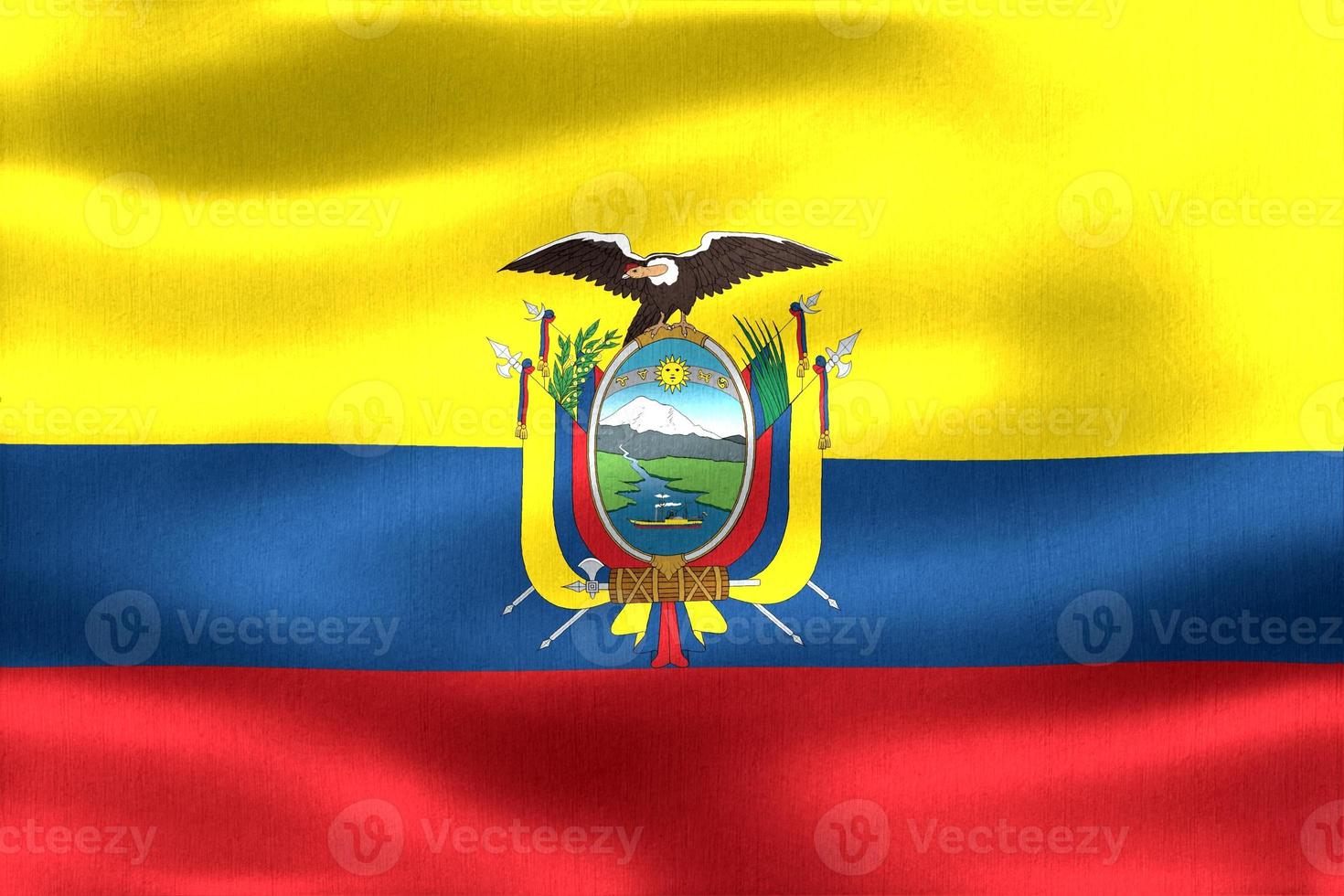 bandeira do equador - bandeira de tecido acenando realista foto