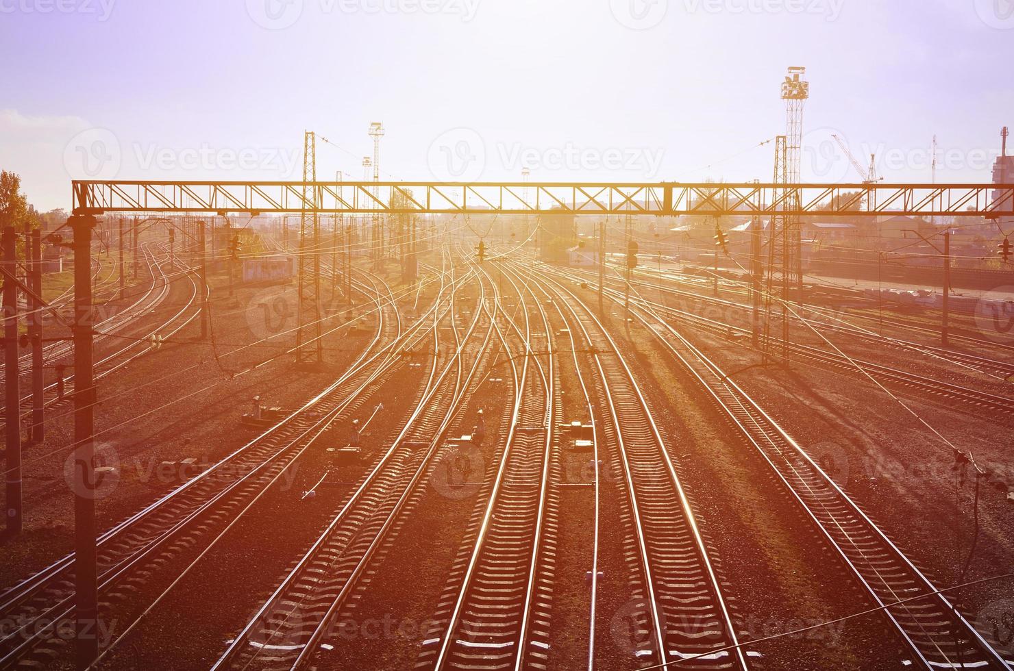 paisagem ferroviária da manhã foto