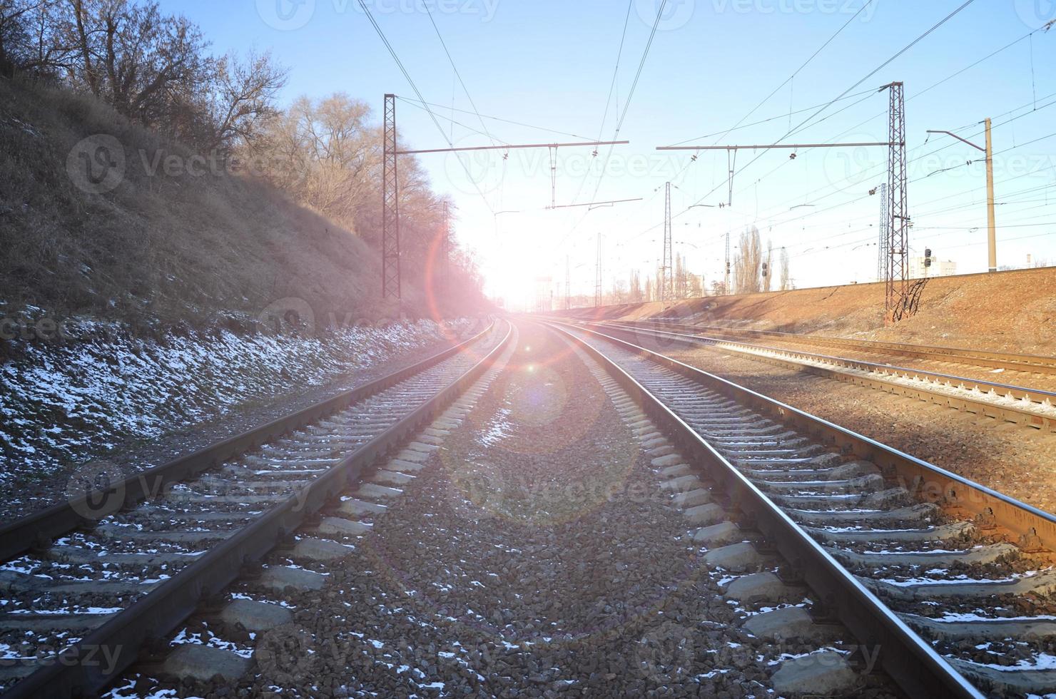 paisagem ferroviária de inverno foto