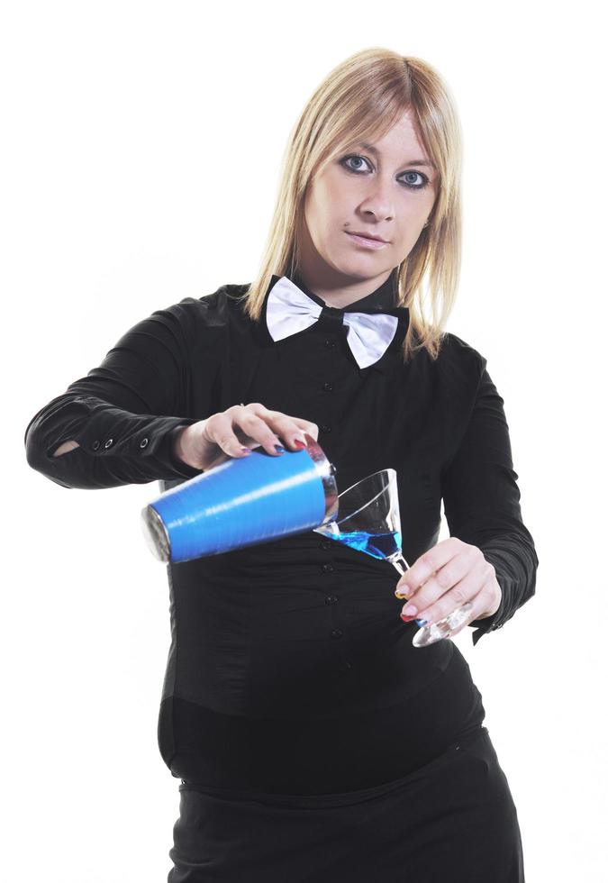 barman feminino isolado em branco foto