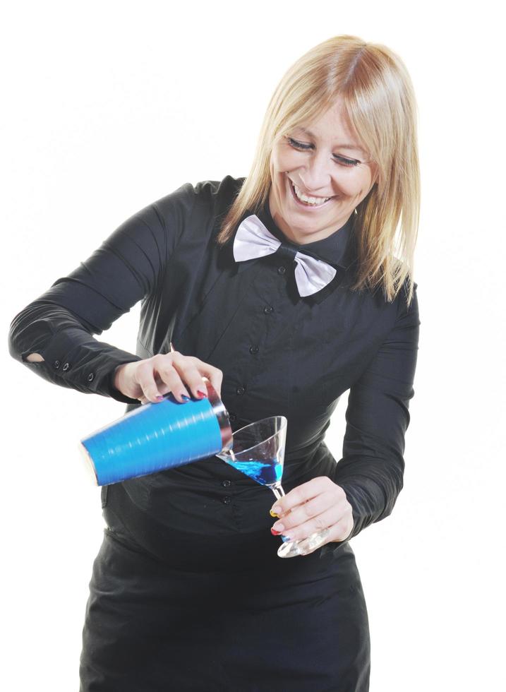 barman feminino isolado em branco foto