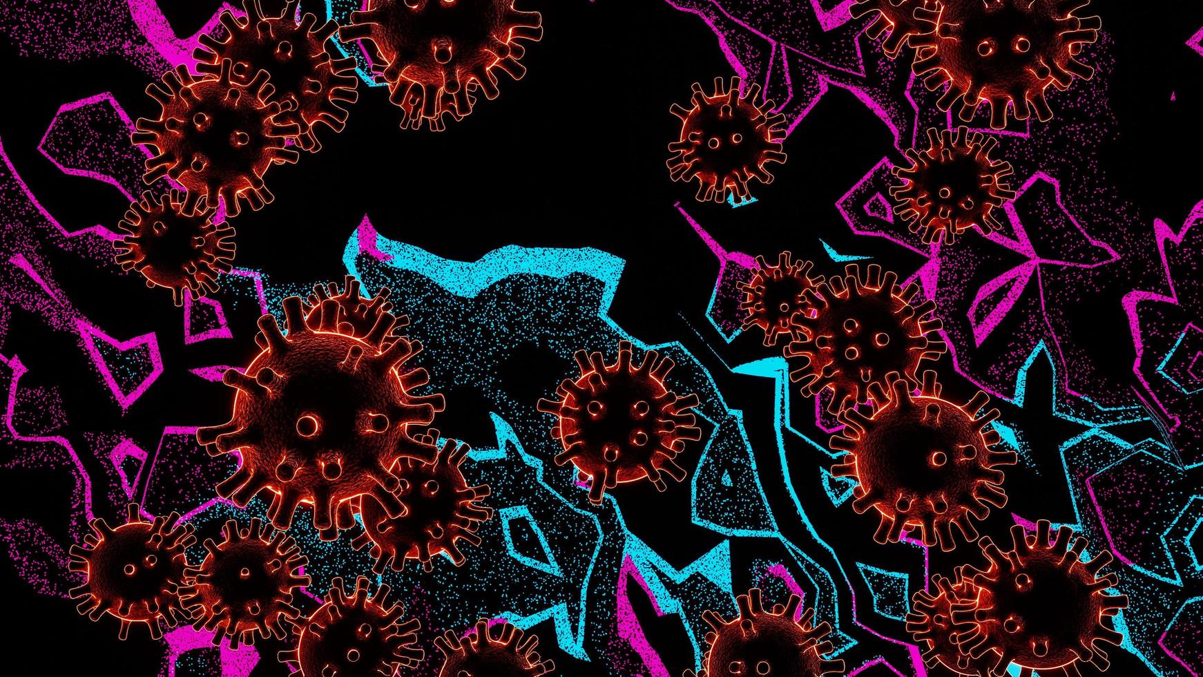 vírus em ilustração 3D de plasma neon foto