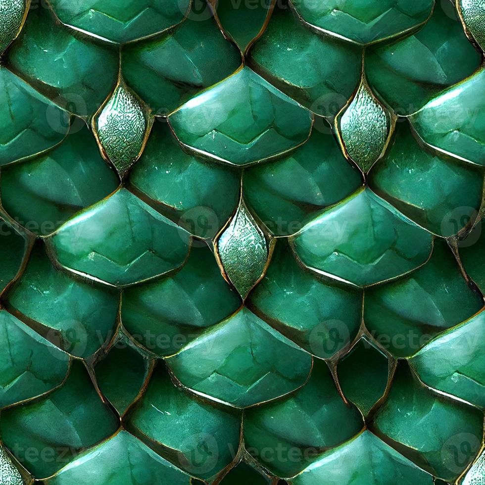 padrão perfeito de escalas realistas de dragão verde renderização em 3d foto
