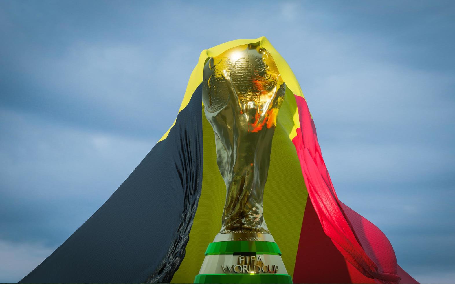 Bélgica. copa do mundo da fifa com bandeira bélgica, vencedor da copa do mundo 2022 qatar futebol, trabalho 3d e imagem 3d, yerevan, armênia - 2022 04 de outubro foto