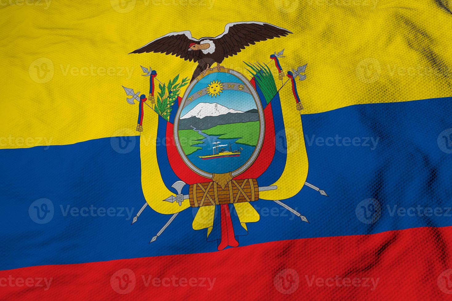 acenando a bandeira do Equador em renderização em 3d foto