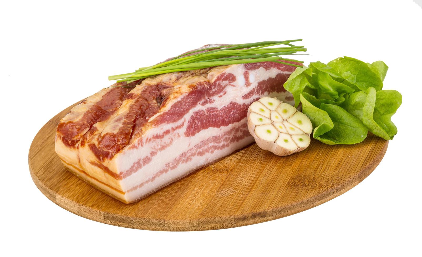 vista de prato de bacon foto