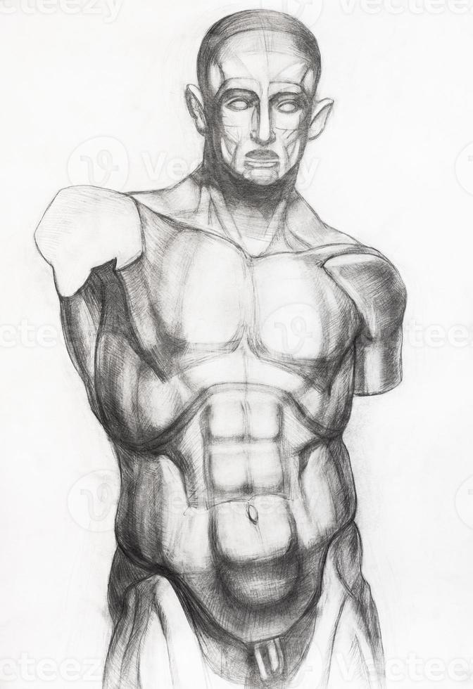 estudo desenhado à mão de gesso do torso masculino foto