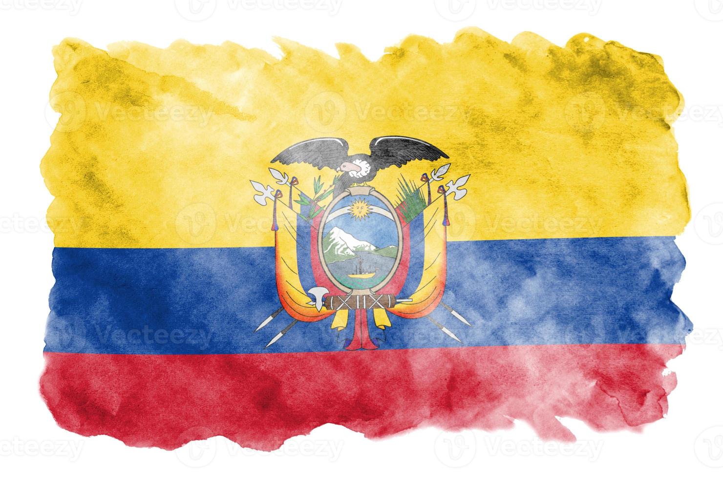 bandeira do equador é retratada em estilo aquarela líquido isolado no fundo branco foto
