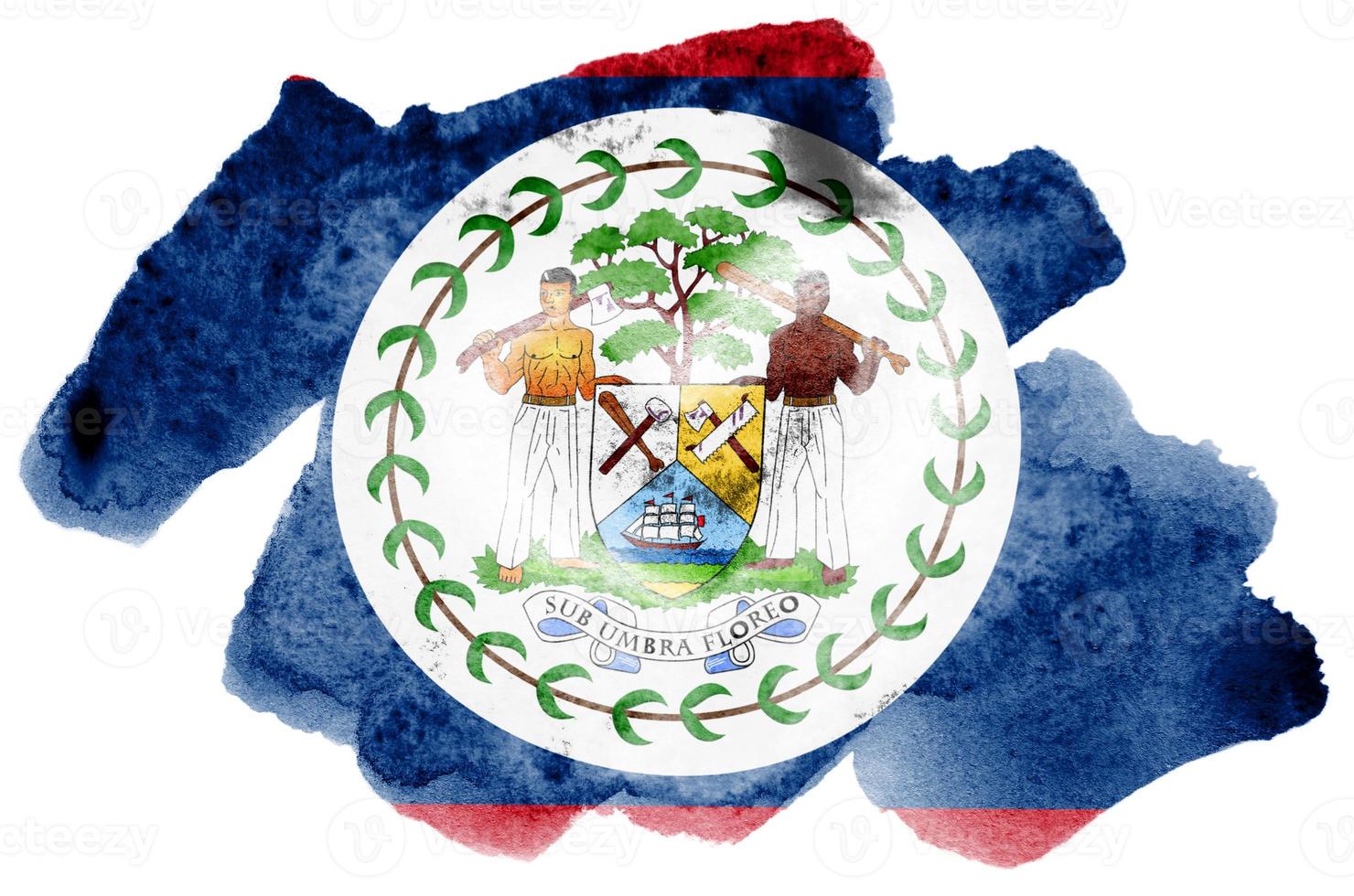 bandeira de belize é retratada em estilo aquarela líquido isolado no fundo branco foto