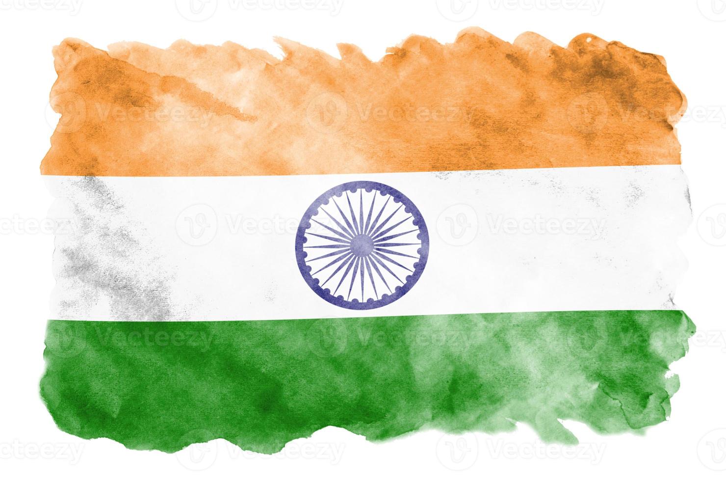 bandeira da índia é retratada em estilo aquarela líquido isolado no fundo branco foto