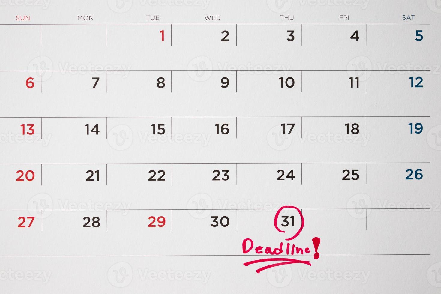 prazo escrever na data da página do calendário branco fechar foto