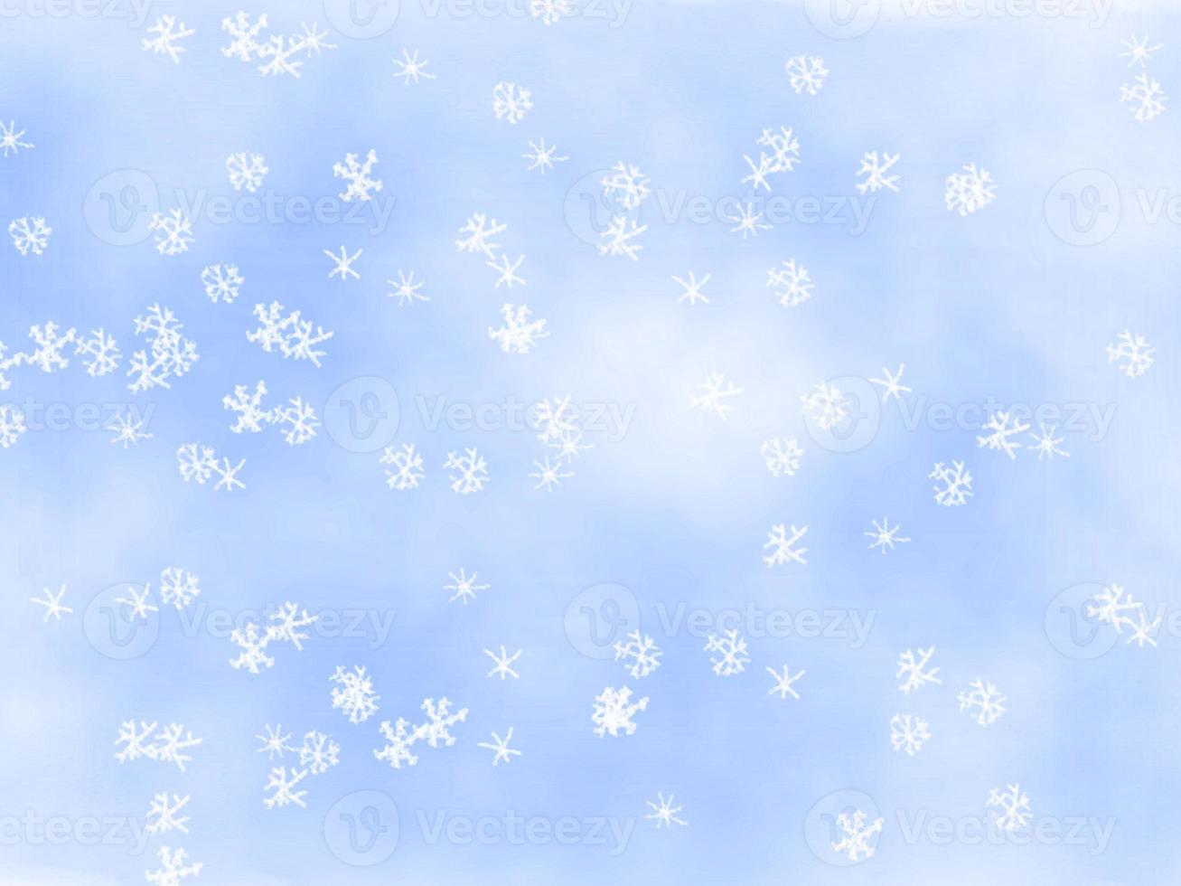 fundo de inverno de flocos de neve aquarela azul foto