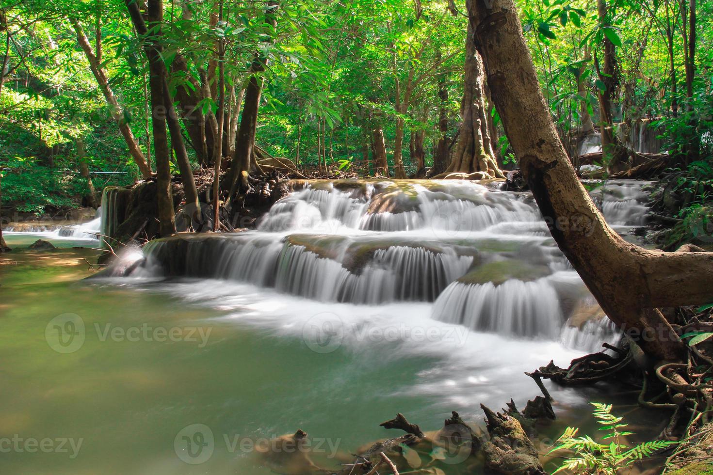Cachoeira da floresta profunda em Kanchanaburi, Tailândia foto