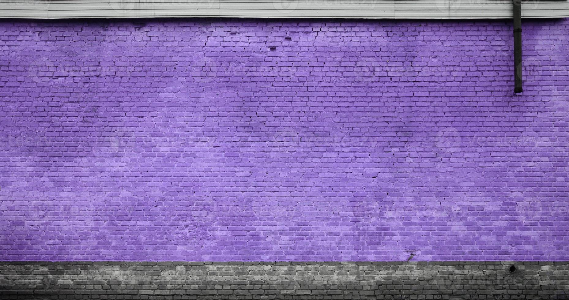 a textura da parede de tijolos de muitas fileiras de tijolos pintados na cor violeta foto